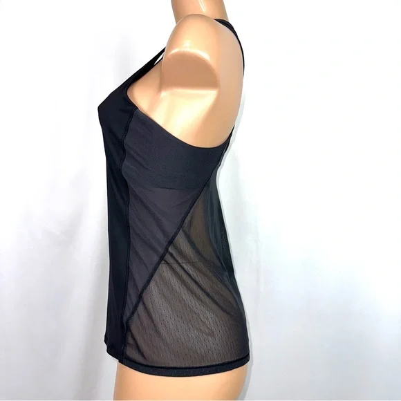Lululemon Women’s Sz 8 Body Con Tank Top W/ Shelf Bra Black Activewear Mesh Back - Picture 7 of 15